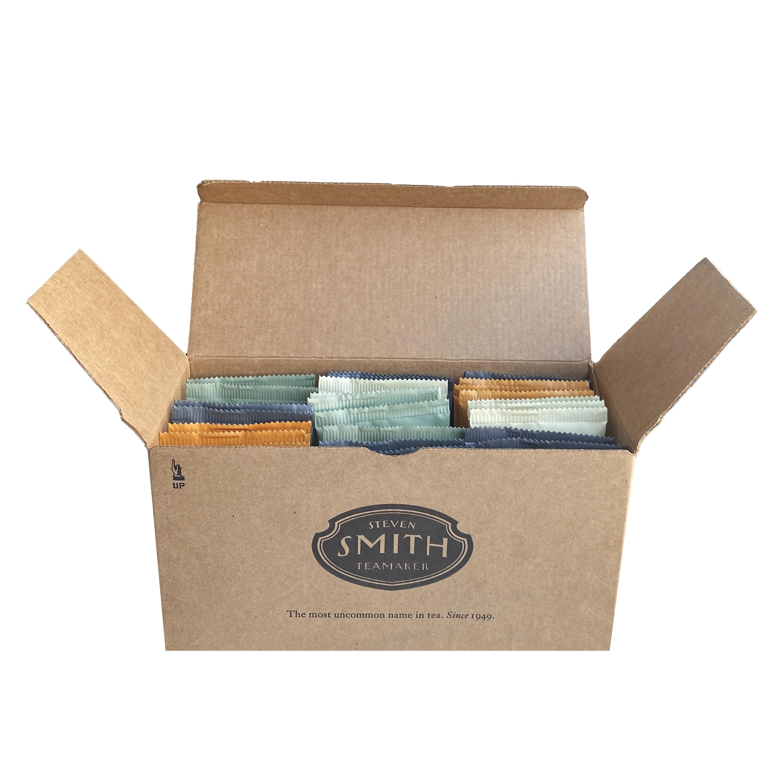 Compact close-up of compostable tea sachets emphasizing eco-friendly packaging