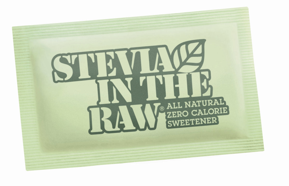 Stevia in the Raw sweetener packets for daily beverages and baking, low sugar per packet.