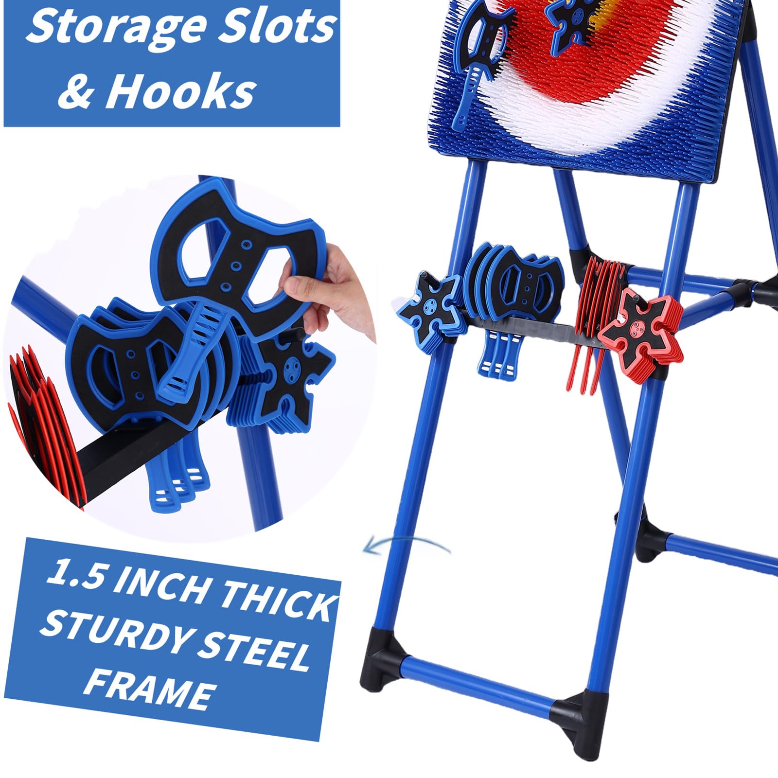 Stiatu plastic axes combine toughness and security for family play.