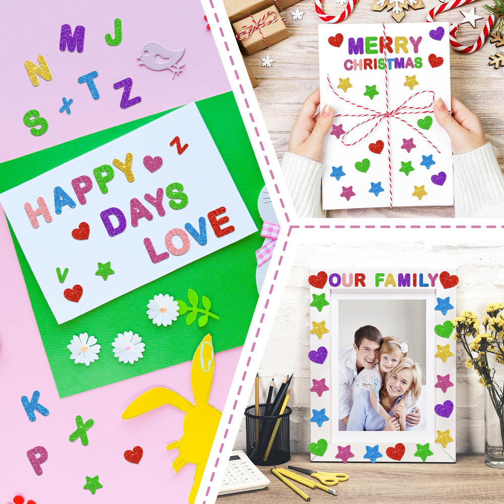 Sticeard glitter foam letters support kids learning through hands-on spelling activities.