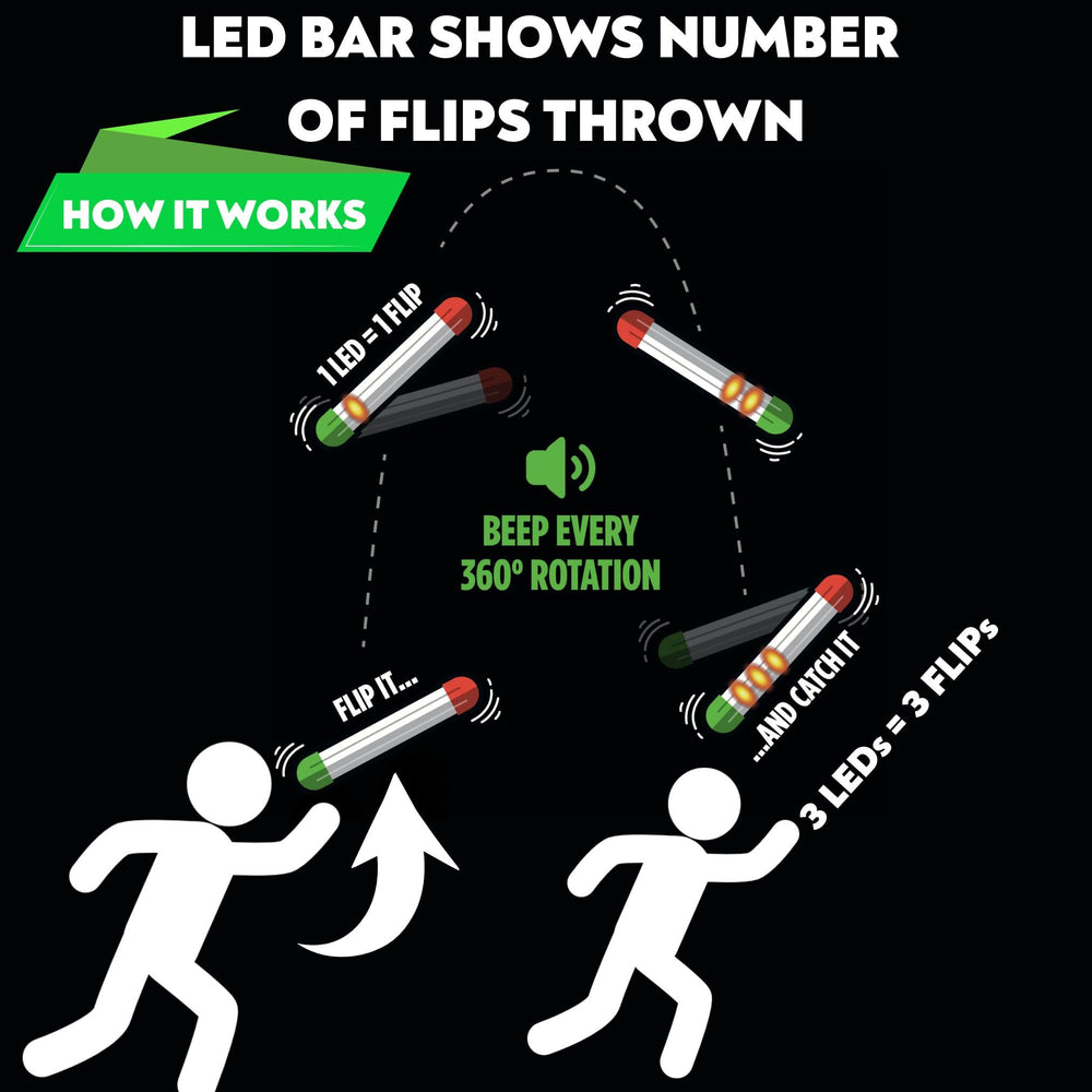 Stickflip auto-counting LED provides clear flip tracking and instant scoring.