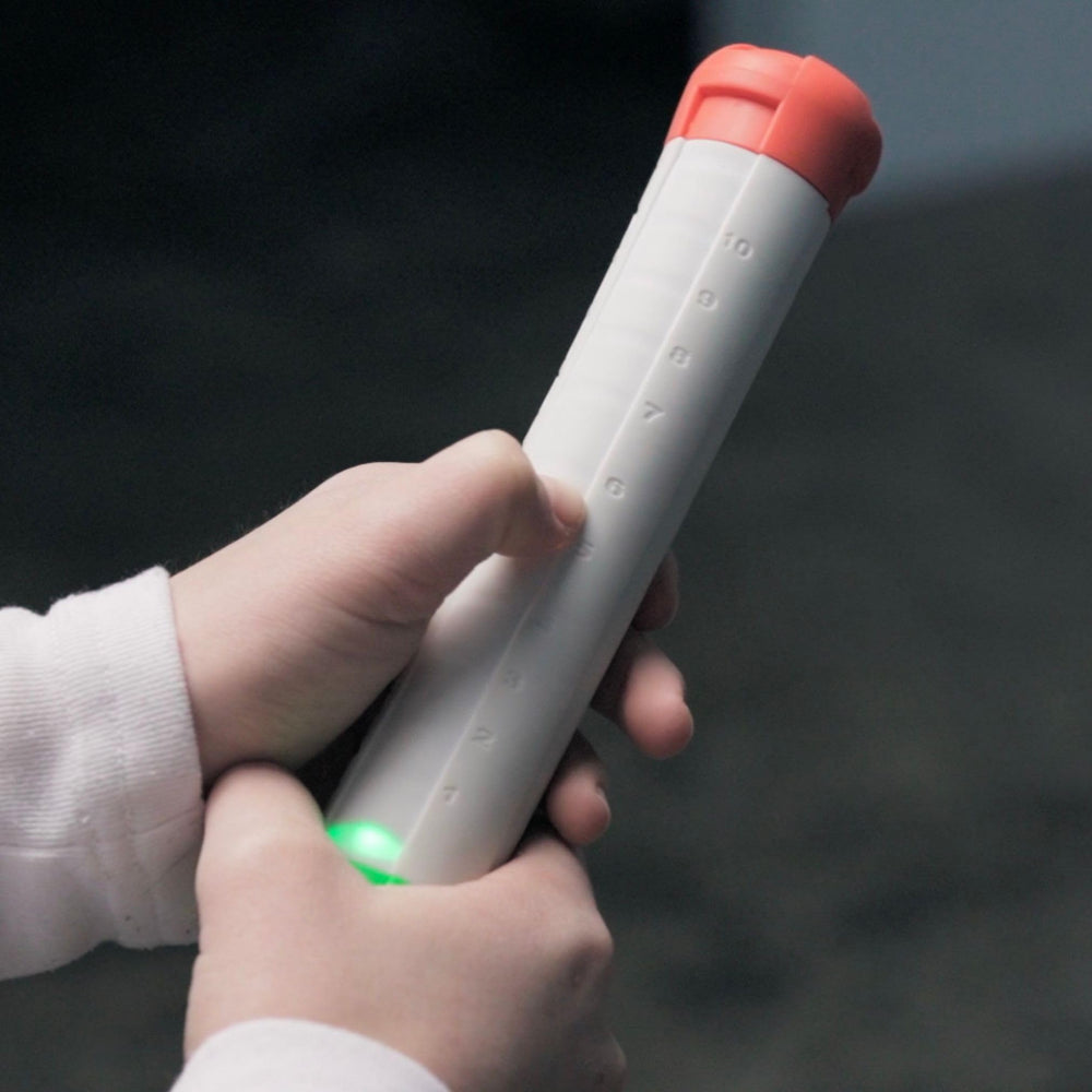 Stickflip LED feedback and beeps reinforce progress during play.