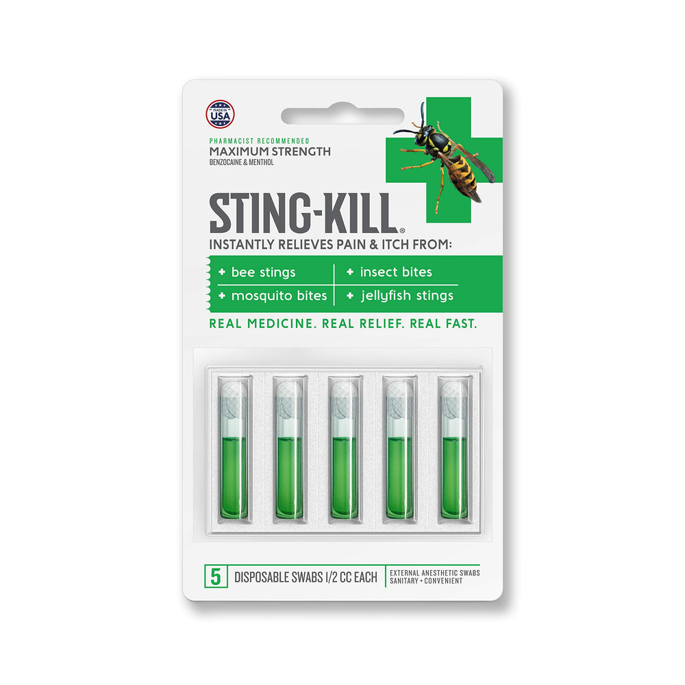 Sting-Kill instant pain relief swab cools on contact.