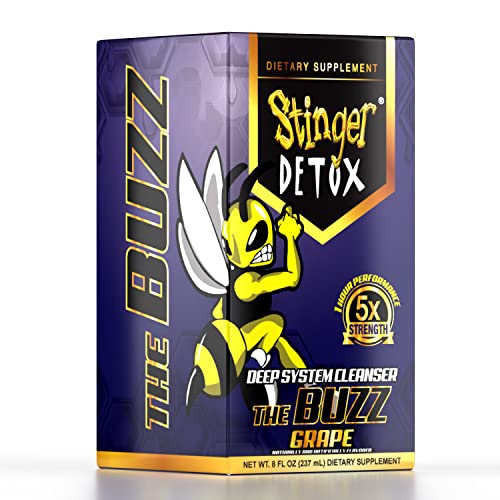 Stinger Detox Buzz grape glass showing a refreshing detox drink.
