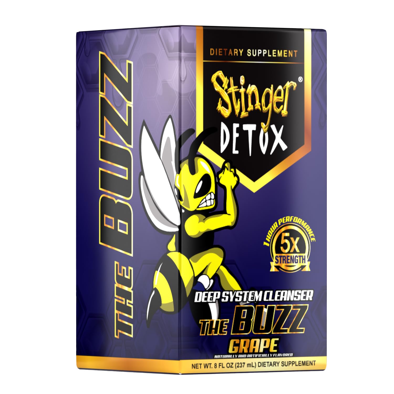 Stinger Detox Buzz grape ingredients highlight taurine, niacin, and more.