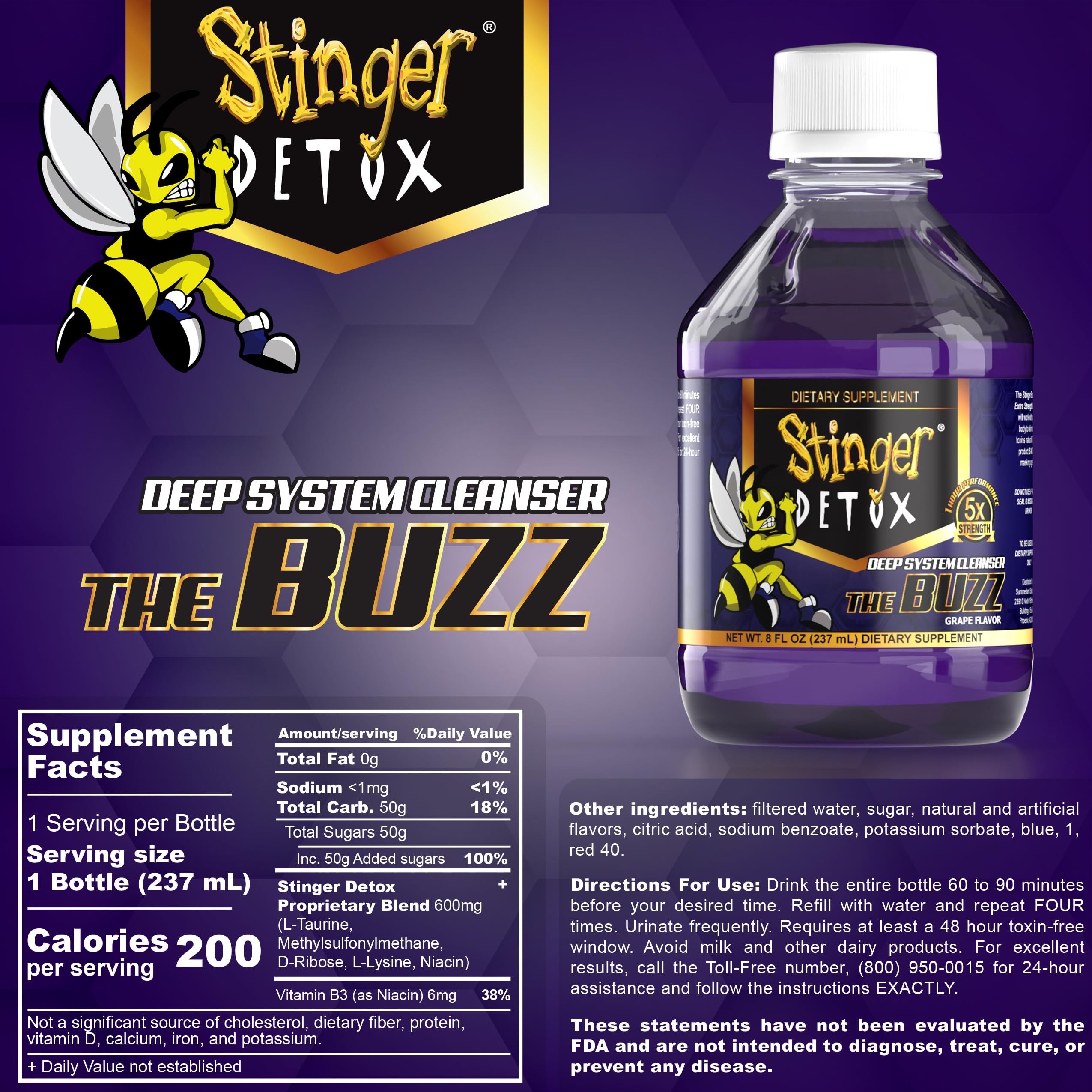Stinger Detox Buzz grape bottle in kitchen supports easy daily detox routine.