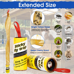 Stingmon outdoor sticky fly strips hung to deter flies.