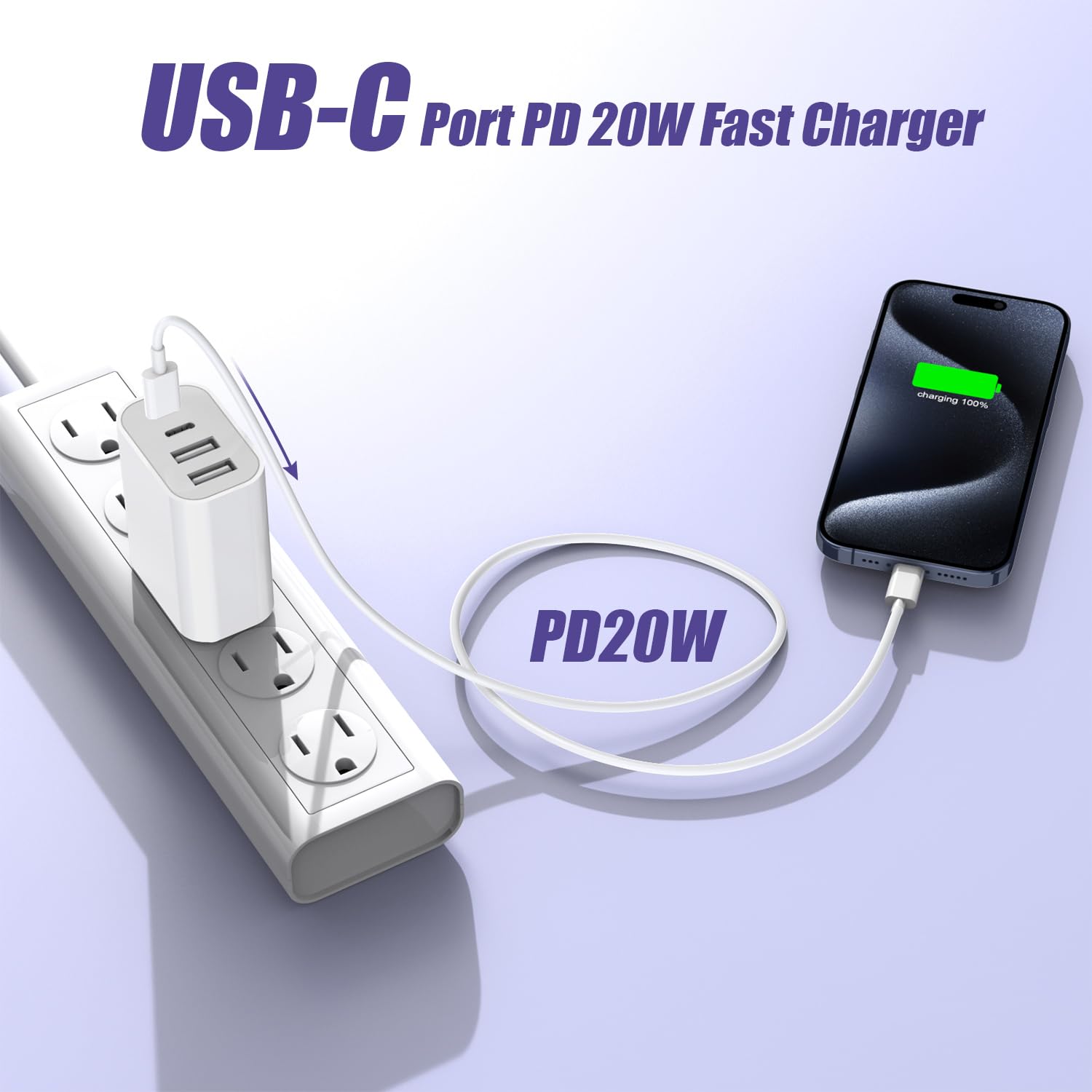 StinkLight charger block on an office desk setup with multiple devices