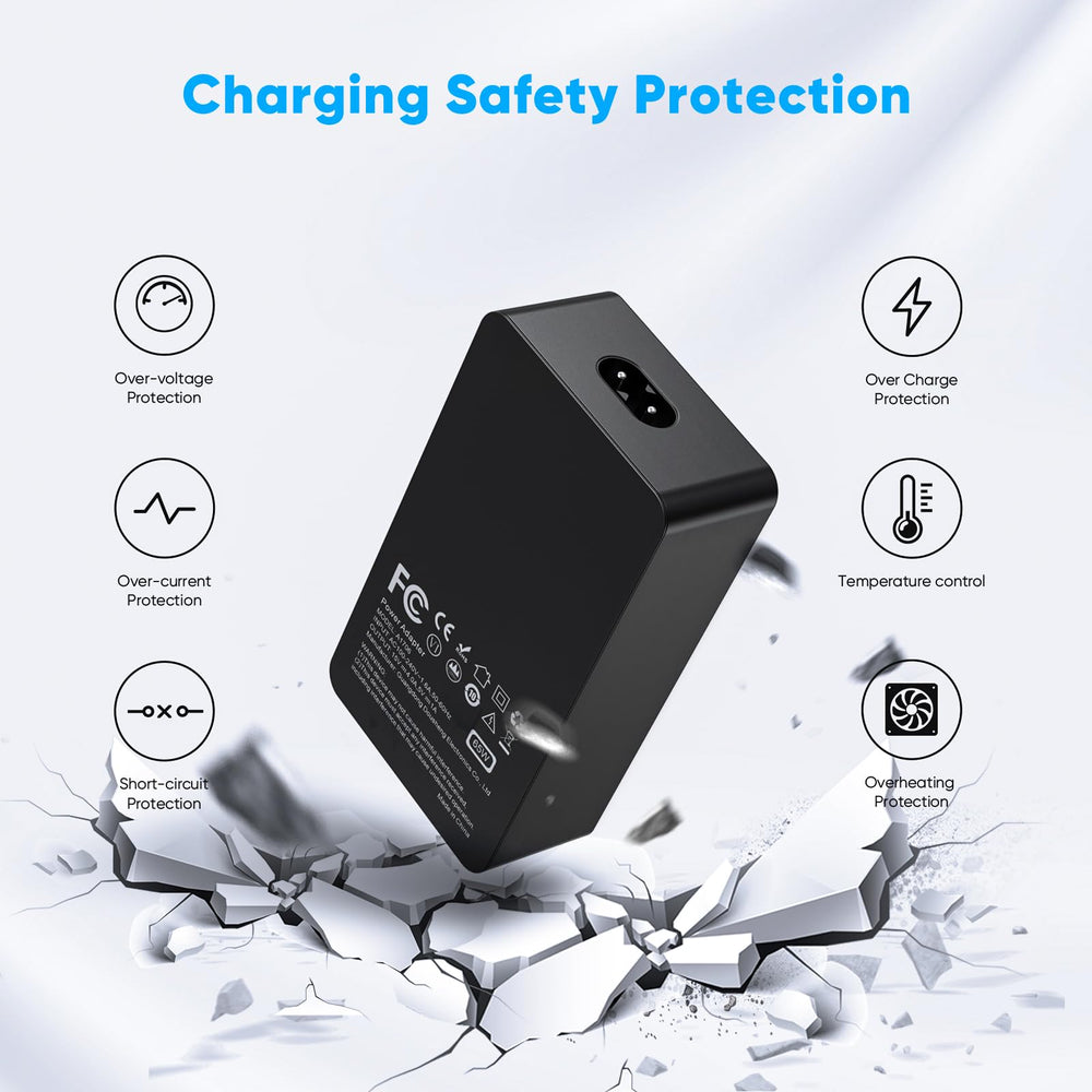 STLIERT 65W Surface Pro charger with 10-foot cable extended for flexible placement