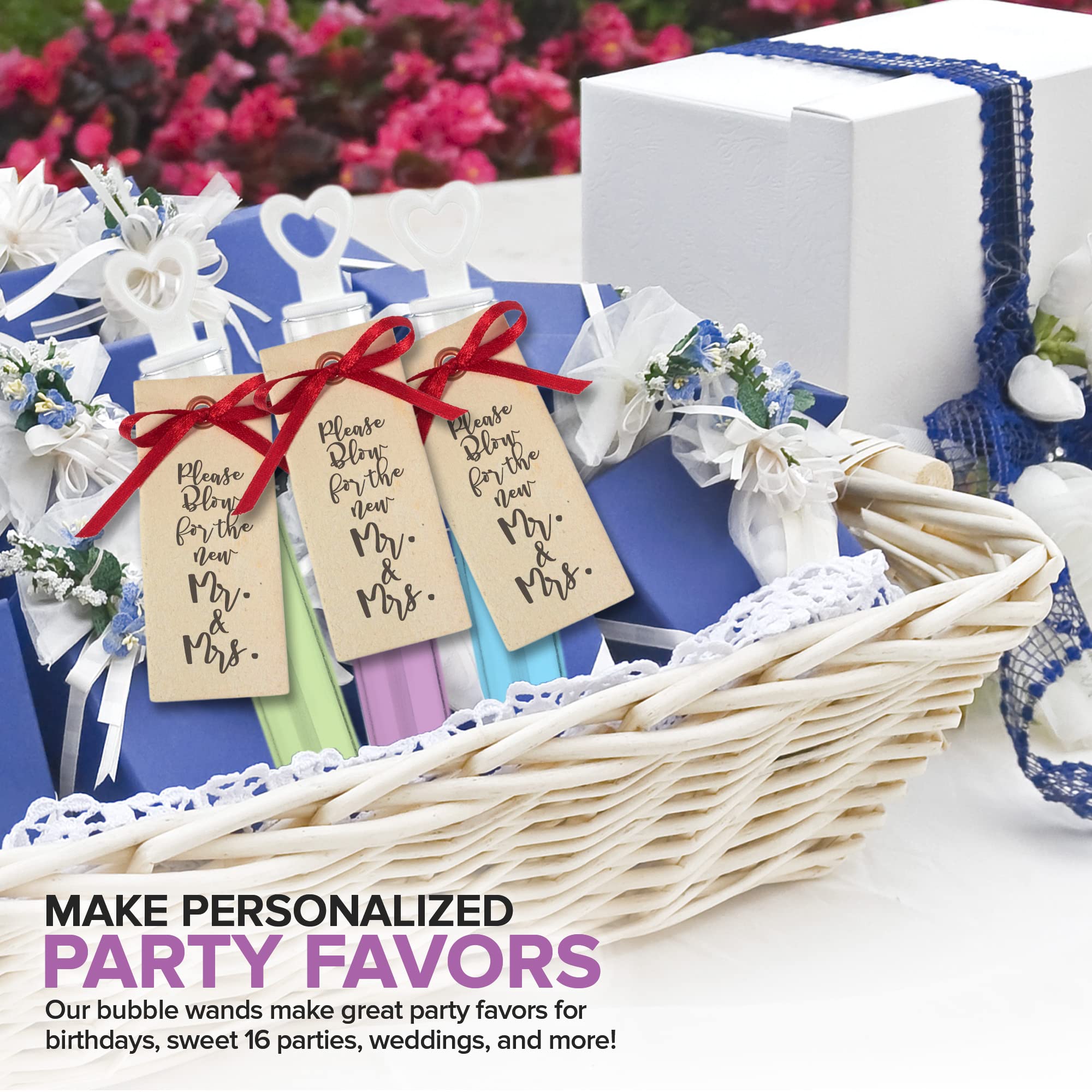 Compact, leak-resistant wands fit pockets for easy celebration moments.