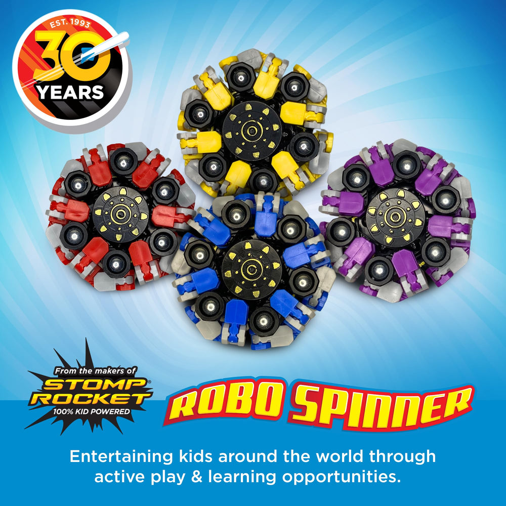 Stomp Rocket Robo Spinner spinning action delivers satisfying sensory feedback.