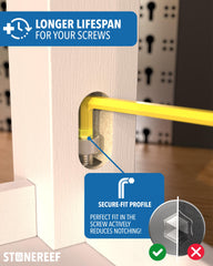 Stone Reef ball-end design allows angled access in tight spots.