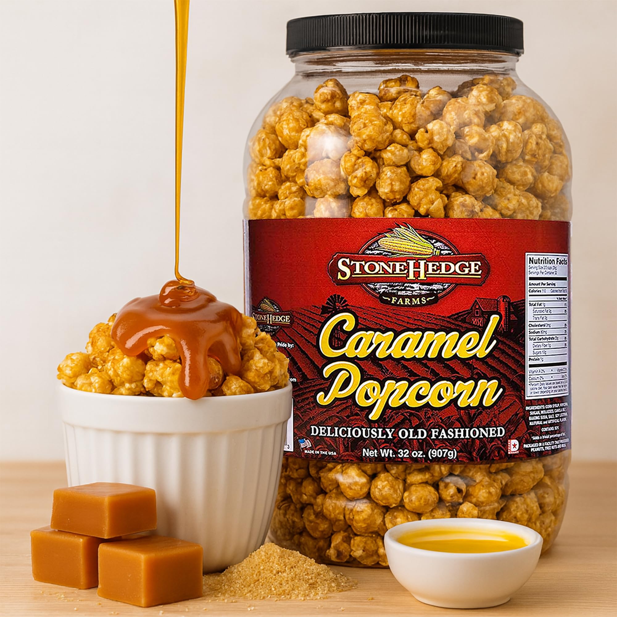 Serving bowl with Stonehedge Farms popcorn at a party scene