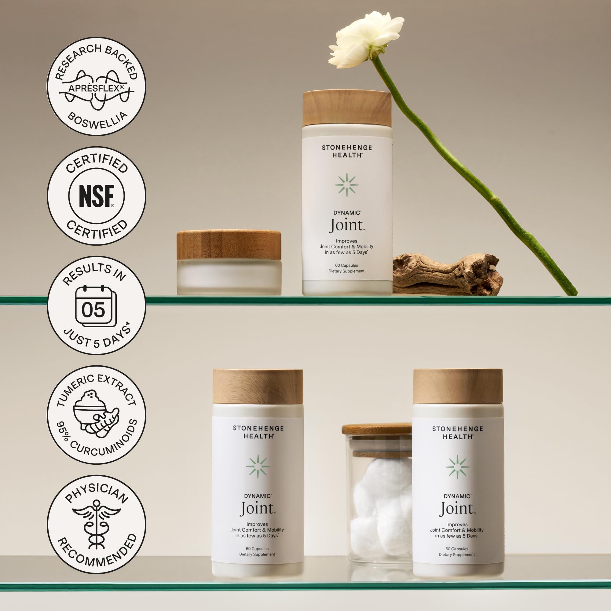 Stonehenge Health Dynamic Joint bottle with bright label captures premium quality.