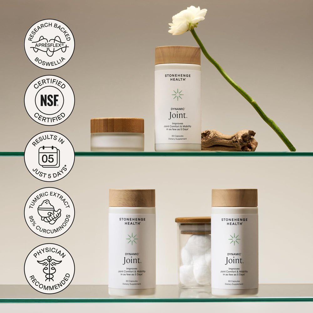 Stonehenge Health Dynamic Joint bottle with bright label captures premium quality.