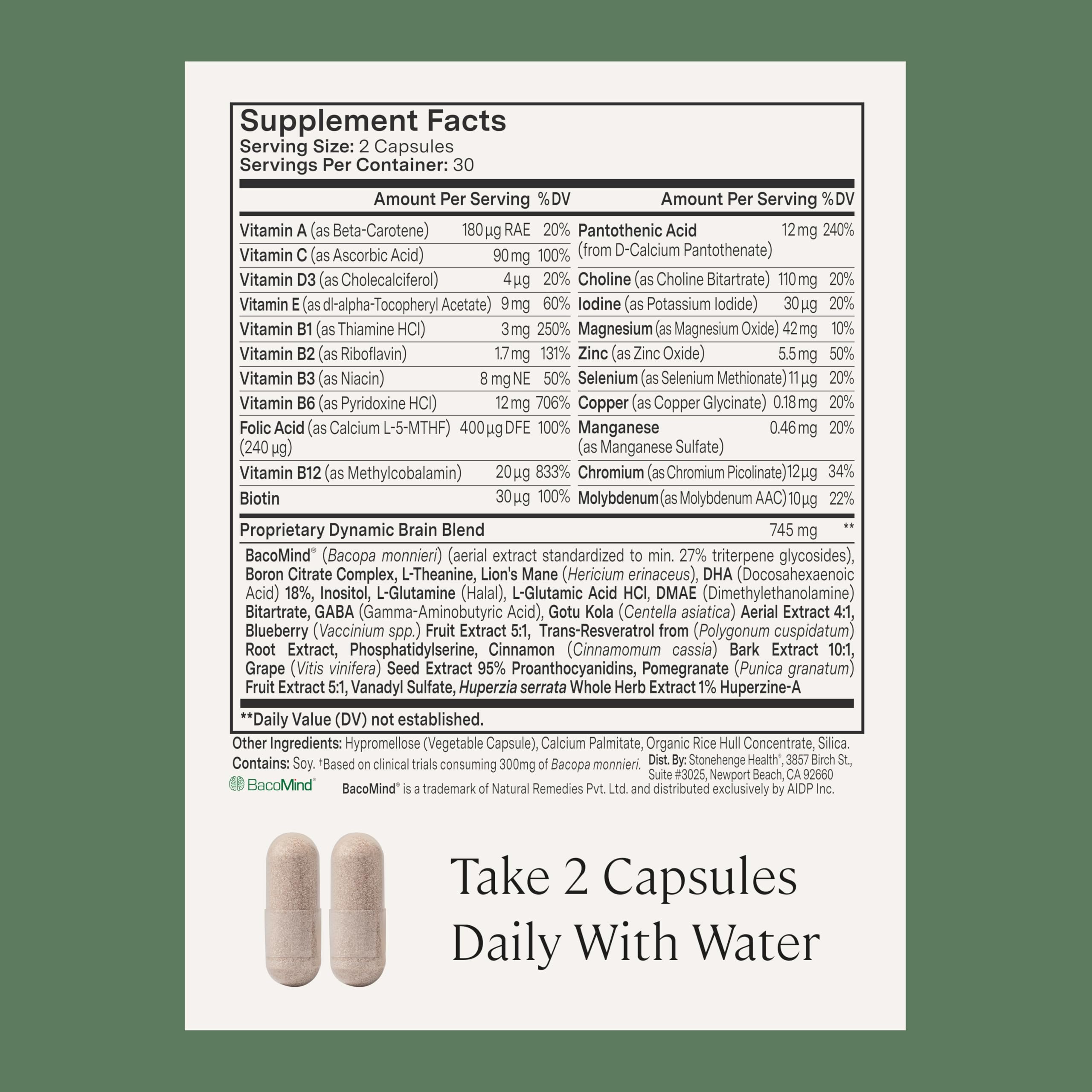 Stonehenge Health Dynamic Brain with Huperzine A and phosphatidylserine for focus.