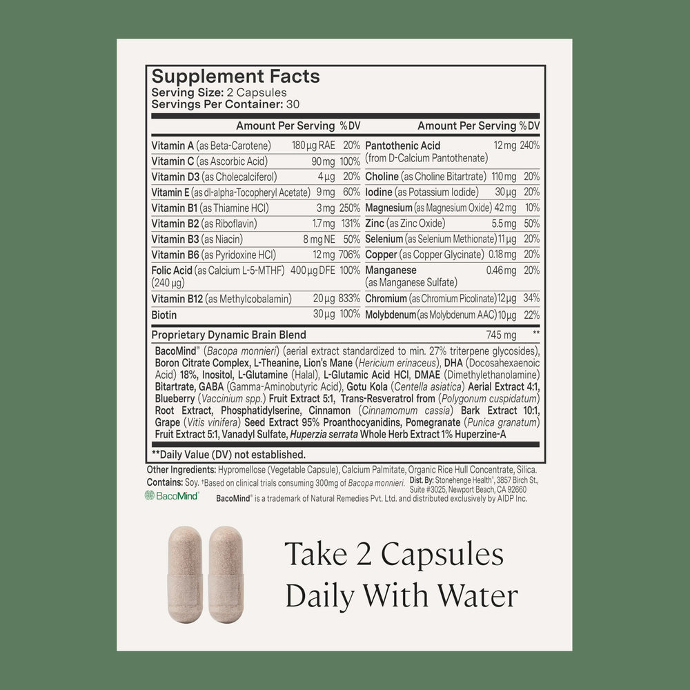 Stonehenge Health Dynamic Brain with Huperzine A and phosphatidylserine for focus.