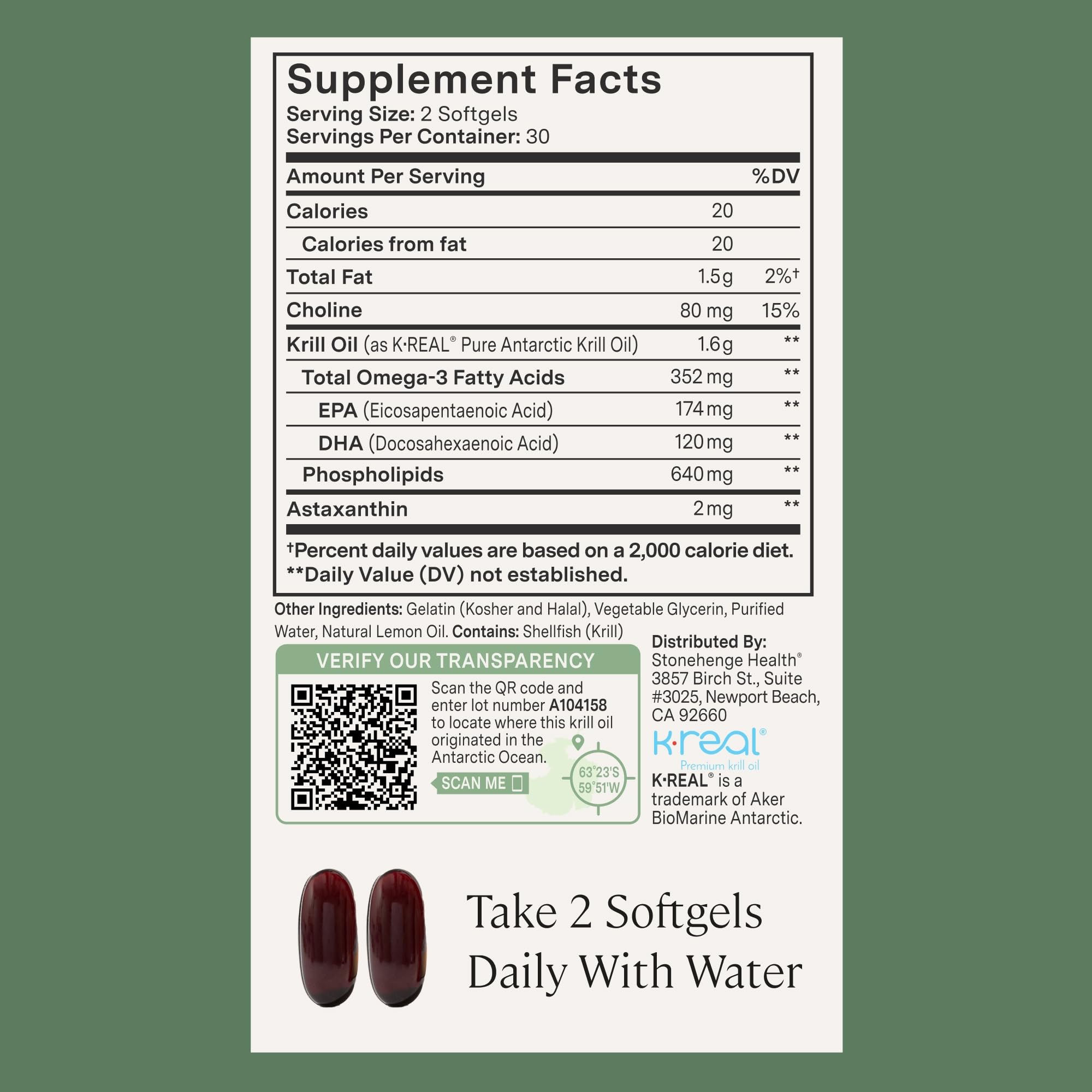 Stonehenge Health Dynamic Krill Oil capsule pack with seal indicating quality.