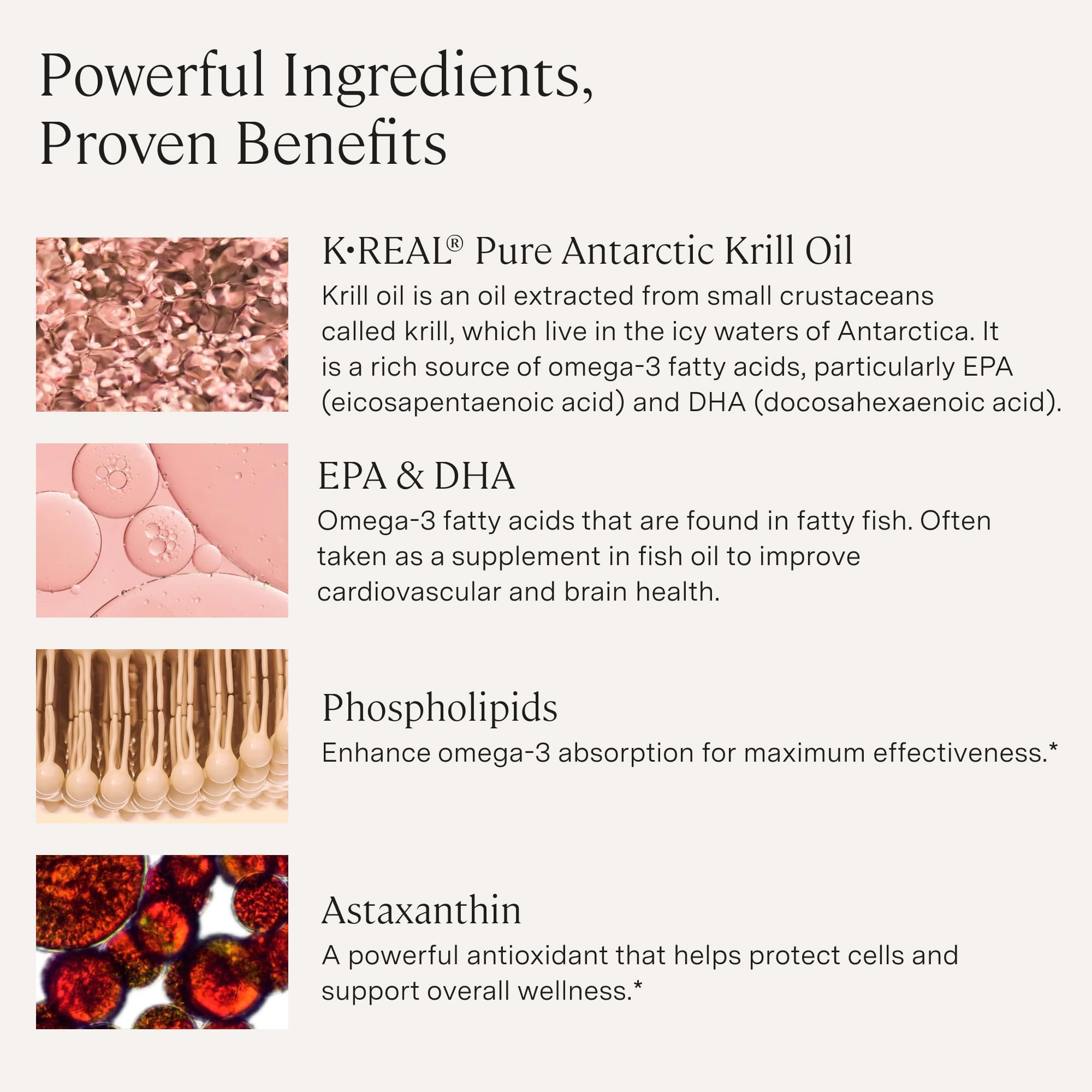 Stonehenge Health Dynamic Krill Oil label details emphasizing phospholipids and astaxanthin.