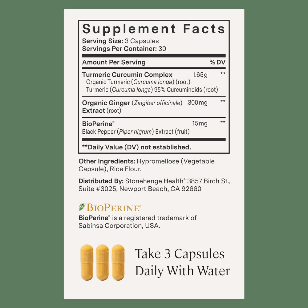 Stonehenge Health dynamic turmeric packaging scene on kitchen counter