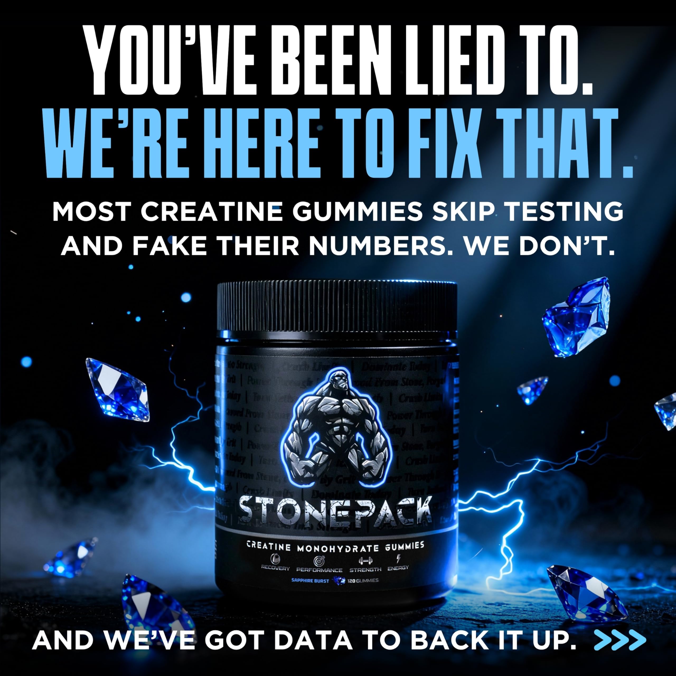 Stonepack Blue Raspberry gummies for tasty sugar free vegan supplement on the go