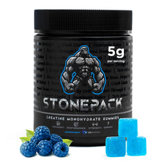 Stonepack Creatine Gummies bottle with lab verified 5 g dose for workouts