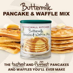 Stonewall Kitchen batter being poured, signaling fast, simple brunch options.