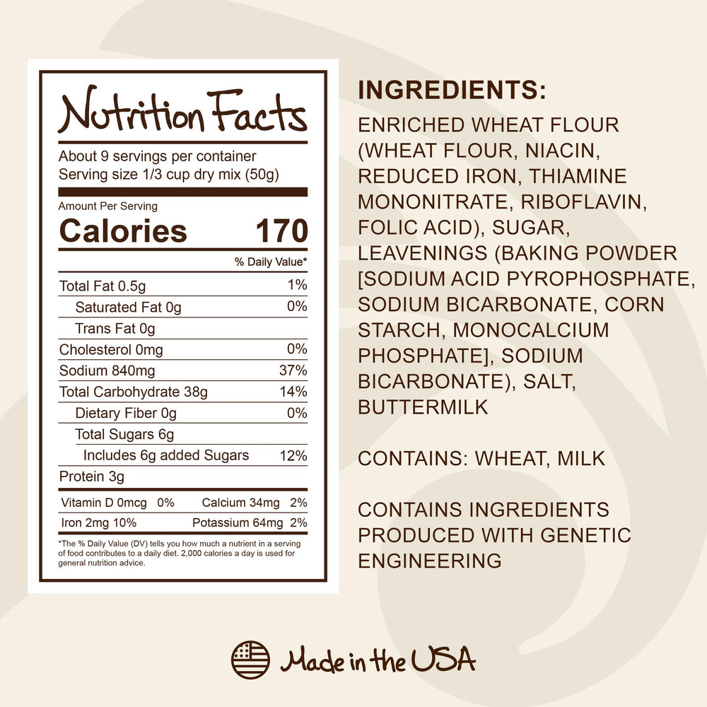 Stonewall Kitchen pancake mix with dry ingredients measured for easy morning prep.