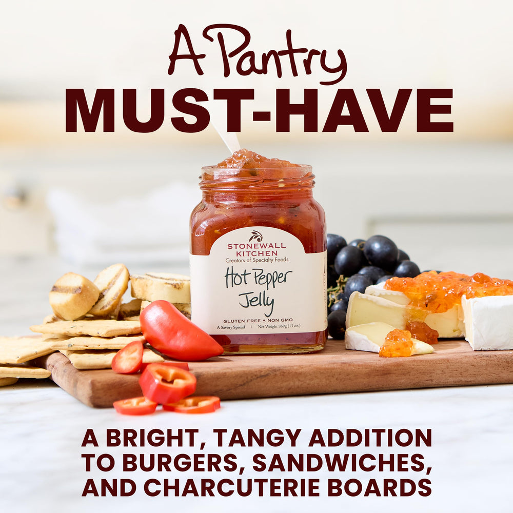 Stonewall Kitchen Hot Pepper Jelly ingredients label highlights premium components