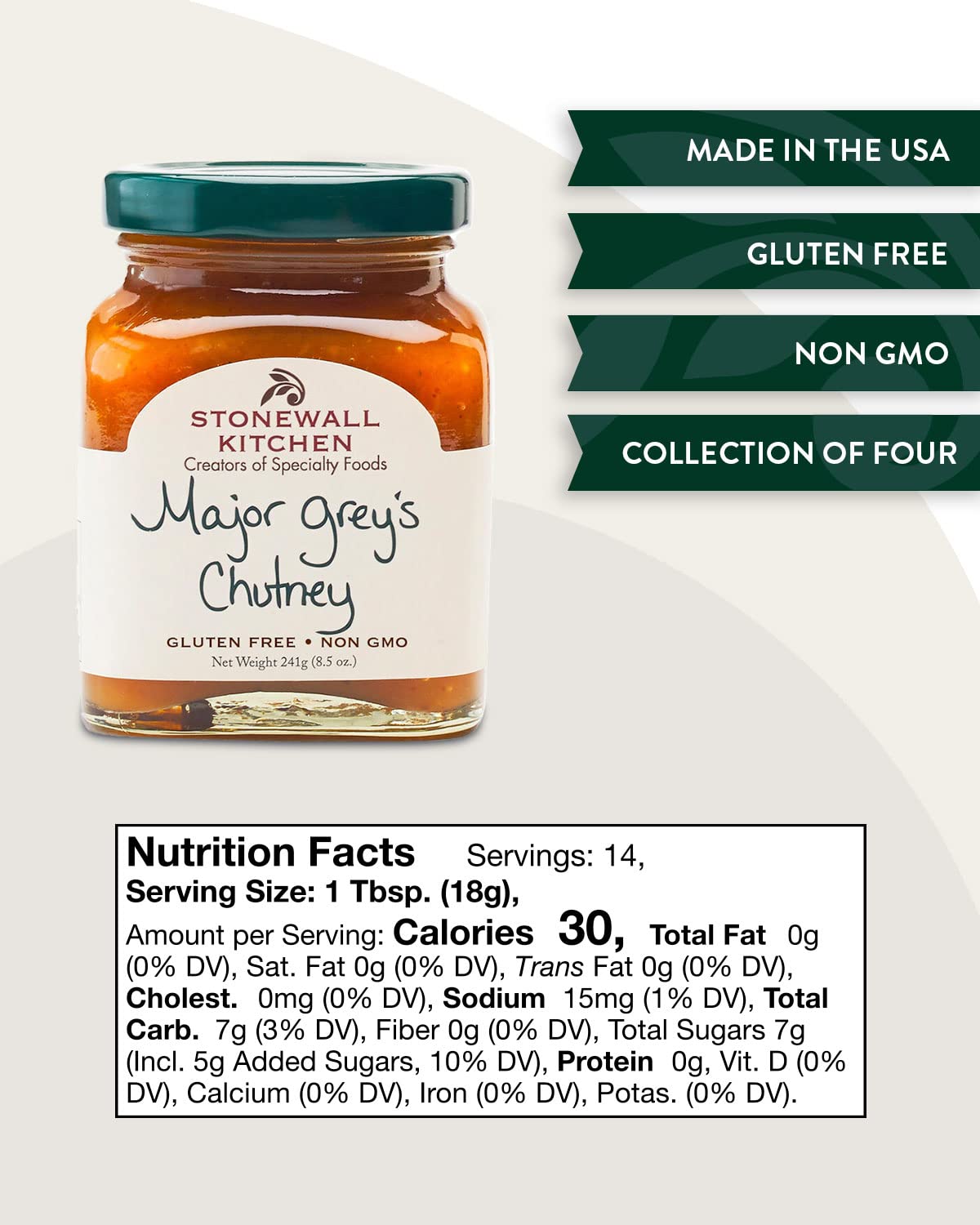 Mango and red pepper notes in Stonewall Kitchen Major Grey's Chutney