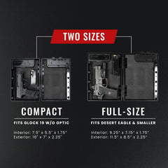 StopBox USA Pro full-size interior layout highlighting handgun compartment for quick access.
