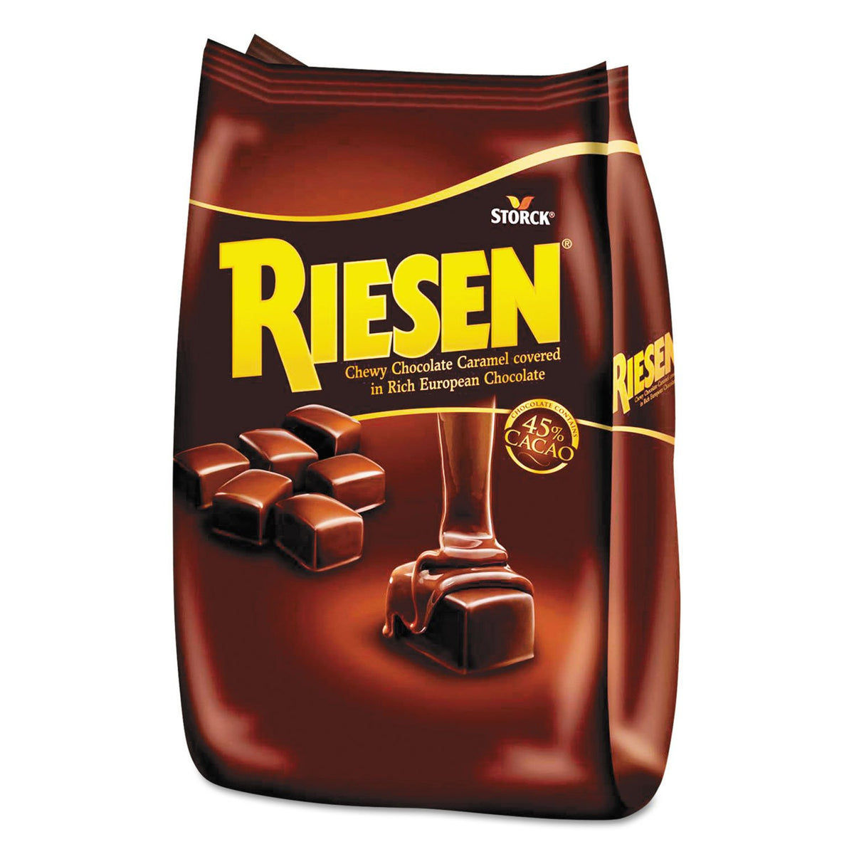 Storck RIESEN bulk bag of dark chocolate caramels for sharing.