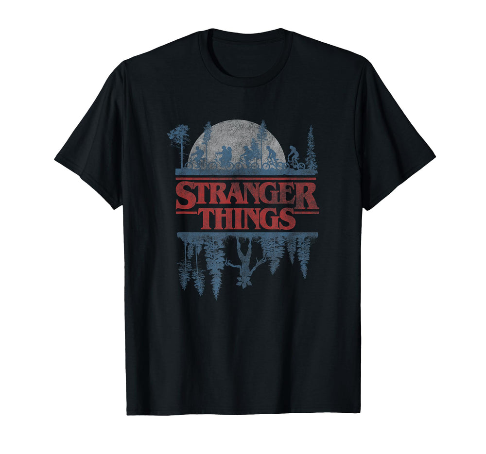 Stranger Things blue gradient Upside Down logo t-shirt for casual wear and fandom display