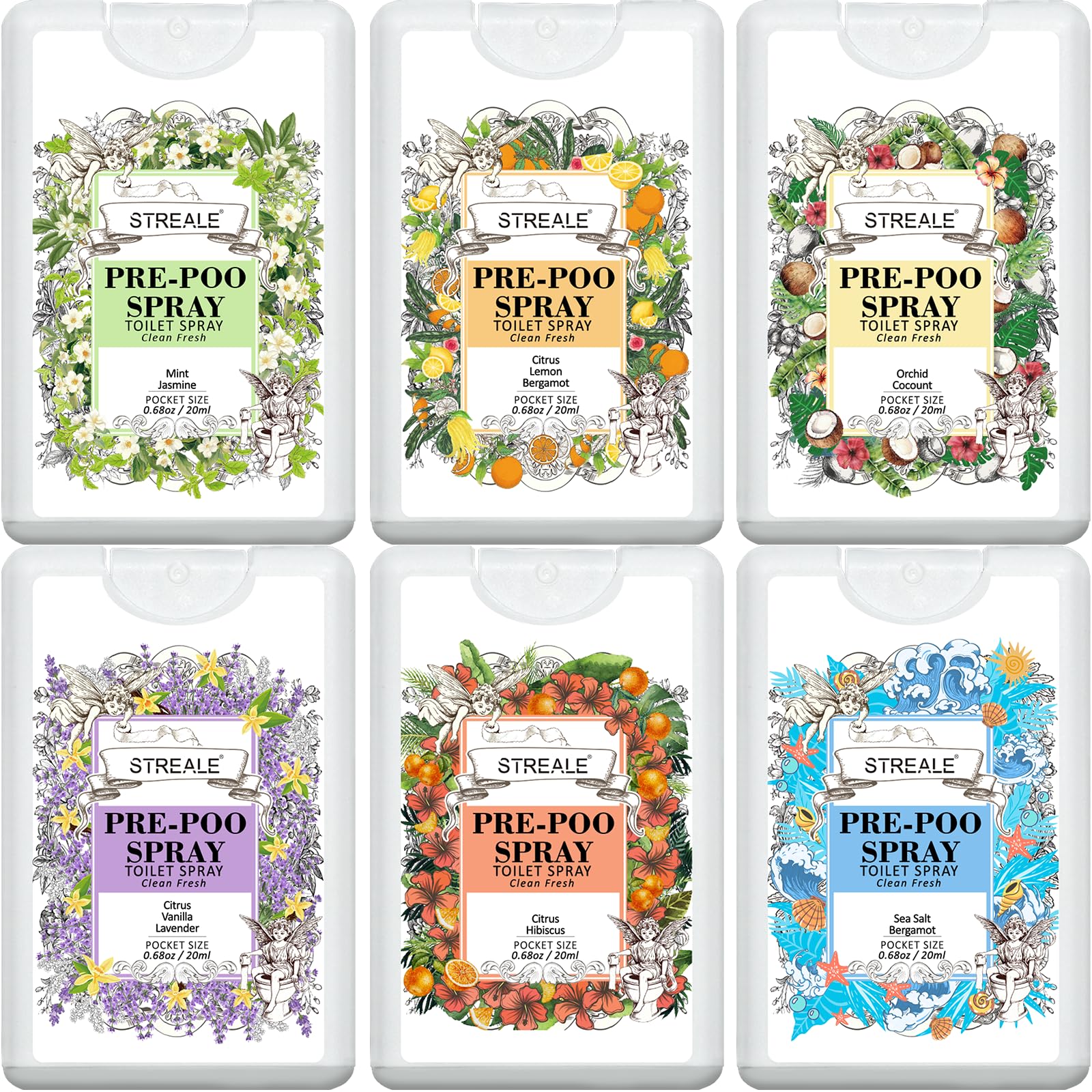STREALE travel-size 6-pack, front view, discreet bathroom refresh on the go