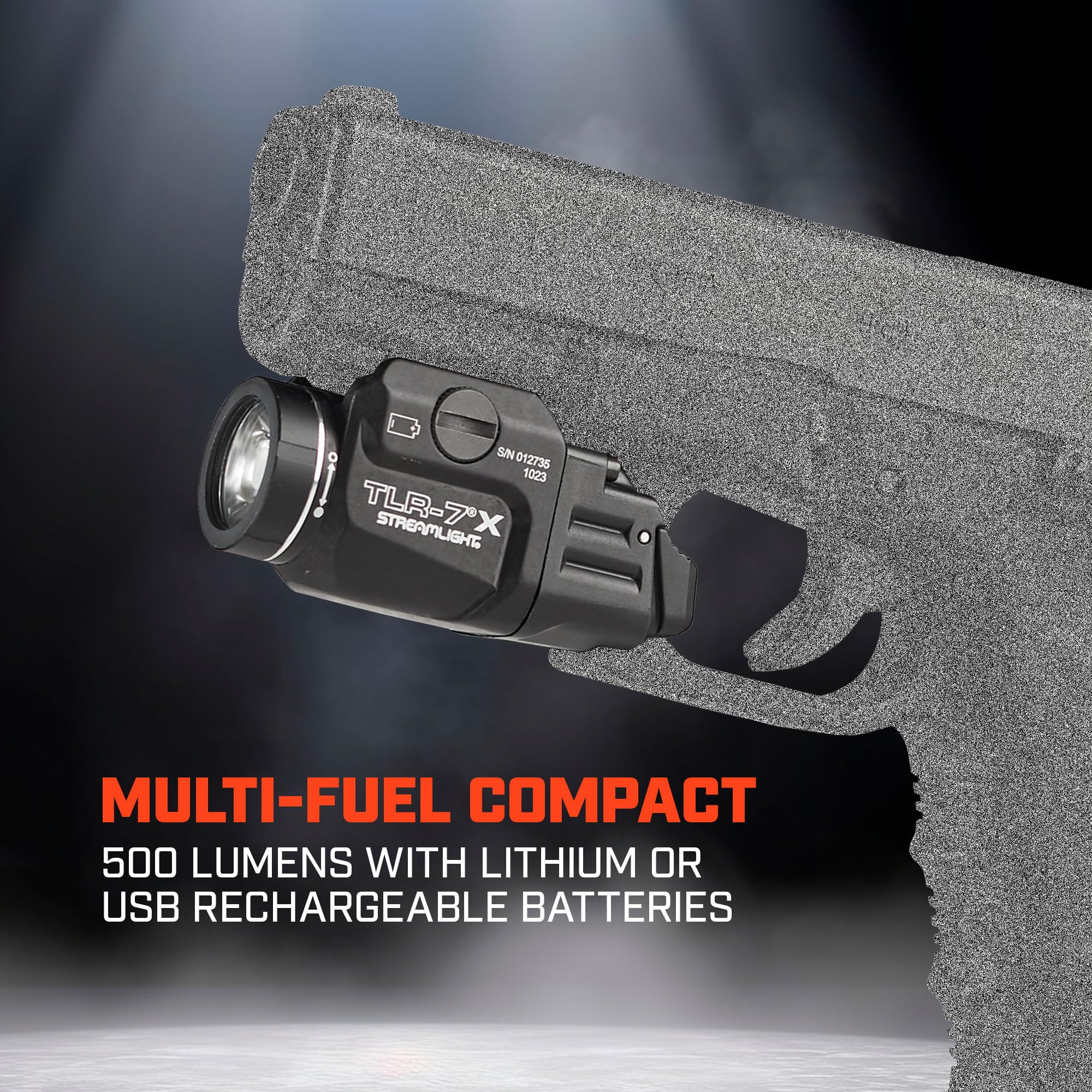 Streamlight TLR-7 X programmable strobe for signaling.