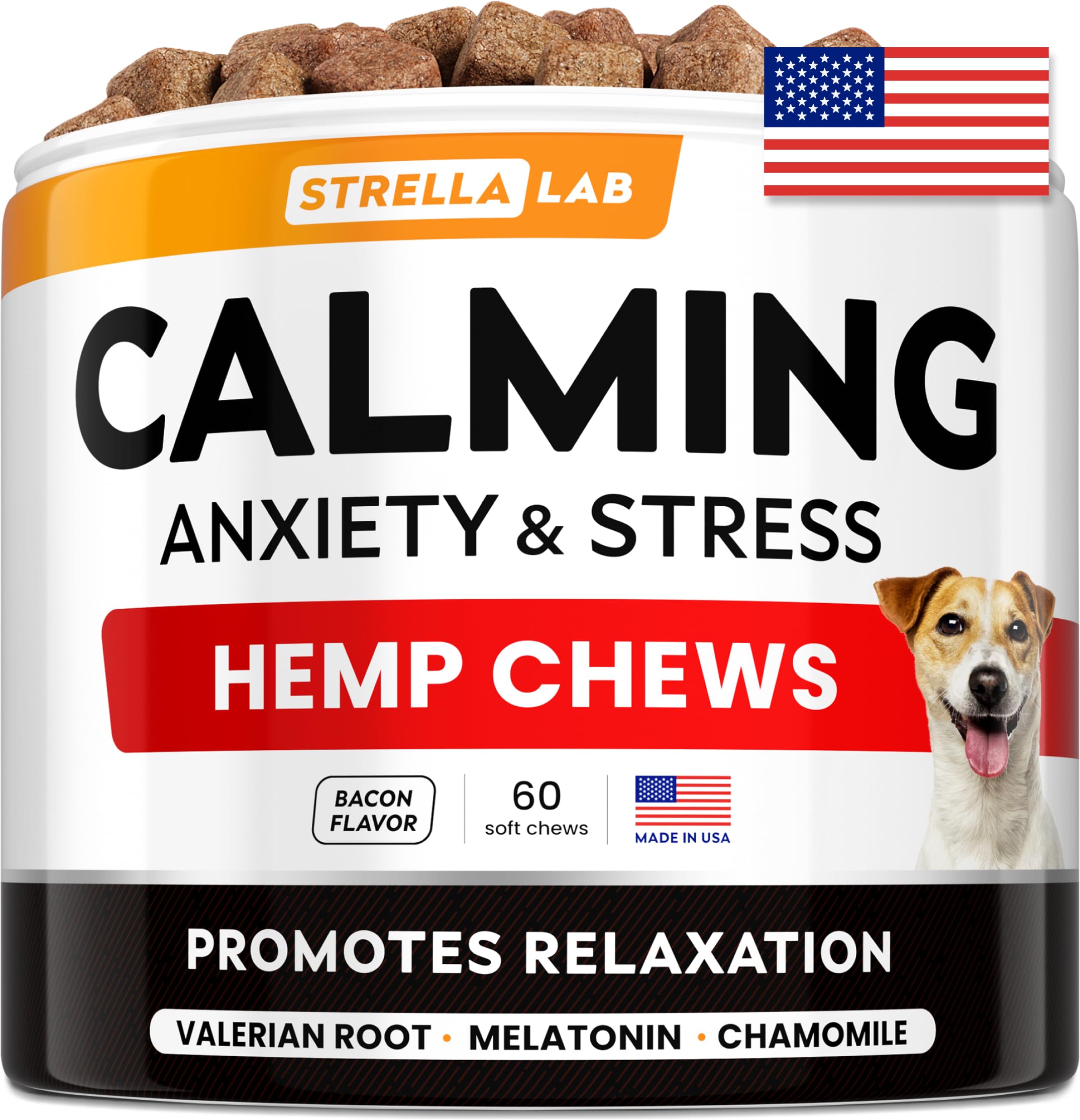 STRELLALAB calming chews bottle ready for fireworks moments.