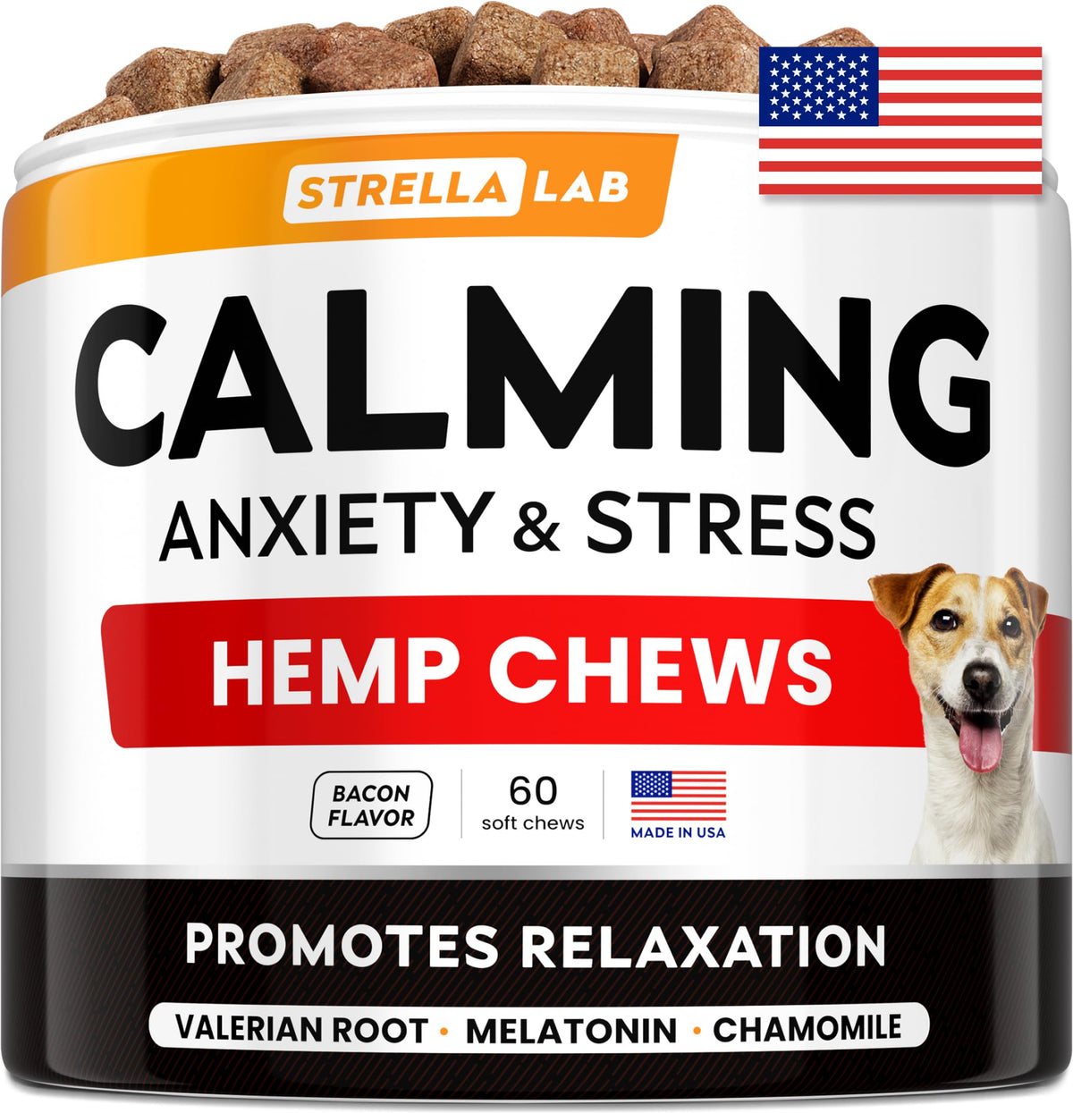 STRELLALAB calming chews bottle ready for fireworks moments.