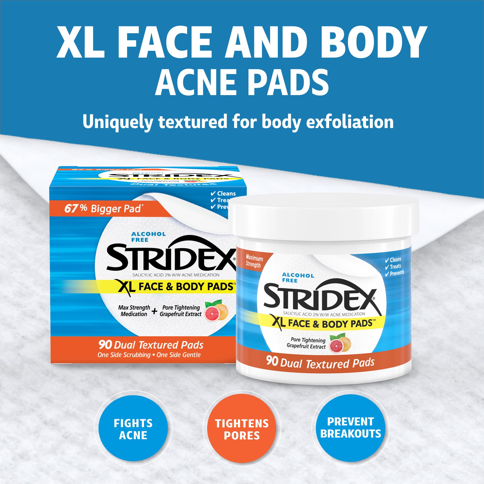 Stridex XL pad with 2% salicylic acid formula