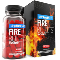 Stripfast5000 Fire Bullets bottle showing energy-boosting formula for workouts