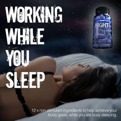 stripfast5000 Night Bullets capsules close-up highlight easy-to-swallow vegan formula.