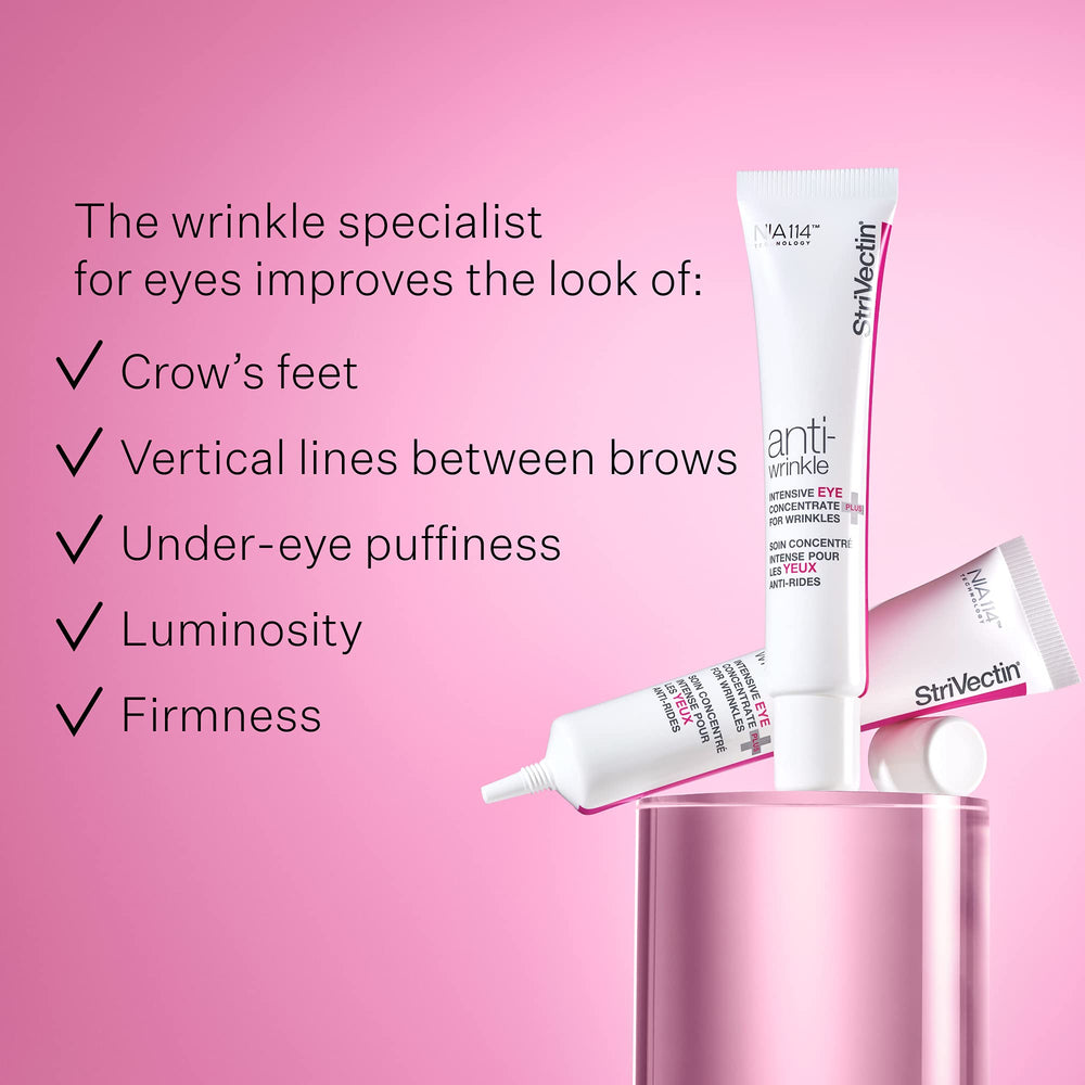 StriVectin eye cream application shows creamy texture for easy absorption around the eyes