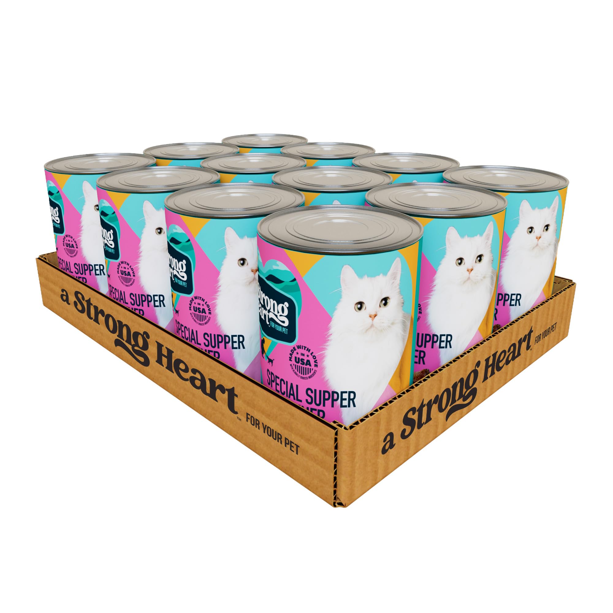 Strongheart Special Supper Dinner wet cat food with turkey and ocean whitefish in a can, tasty protein.