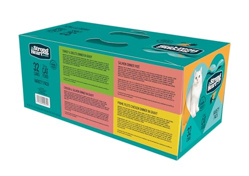 Strongheart dinner variety pack with chicken-turkey-salmon closeup showing real protein options