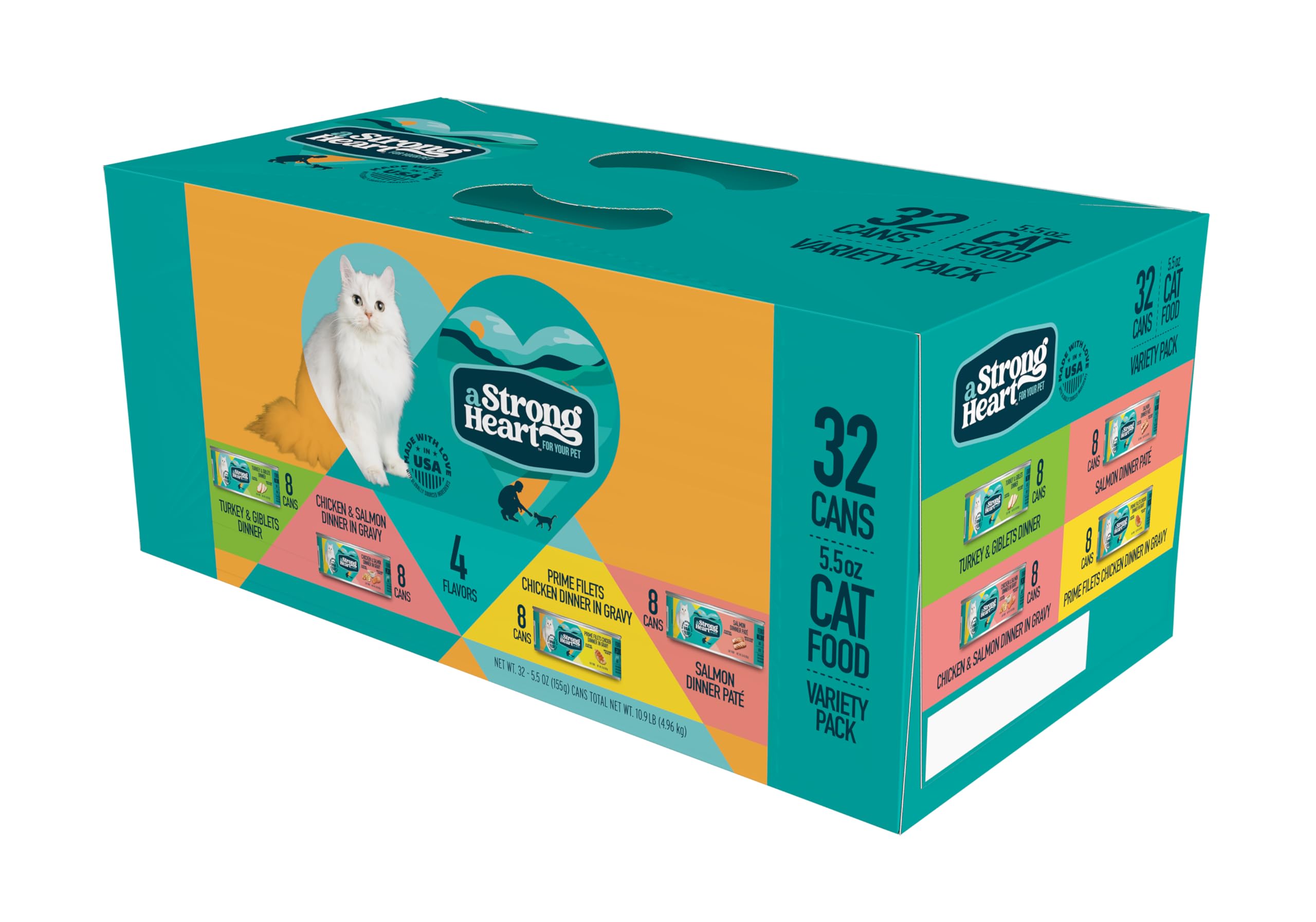 Strongheart canned wet cat food dinner variety pack 32 cans for easy stocking