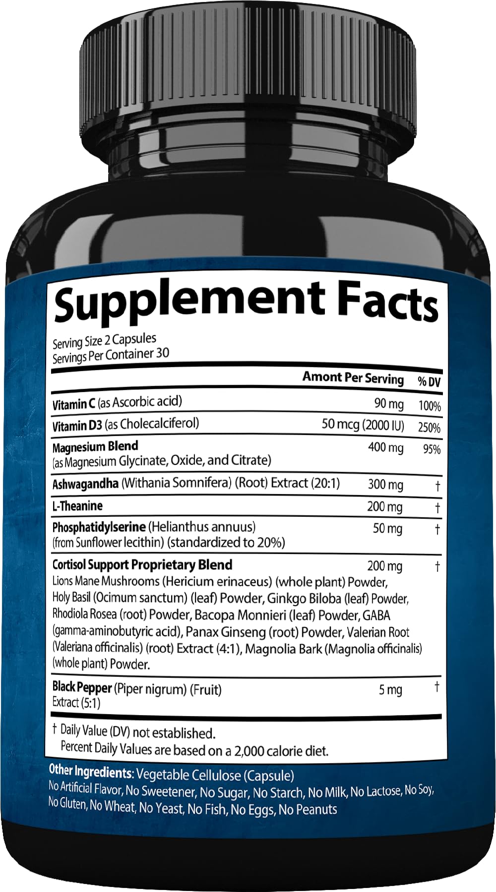 StrongVit cortisol supplements lab-tested seal and USA made badge