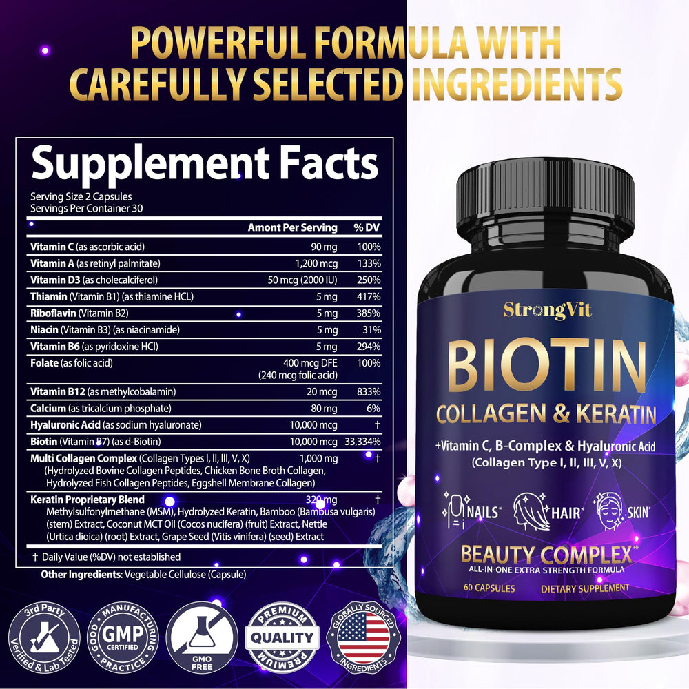 StrongVit easy-to-swallow capsules for daily beauty support.