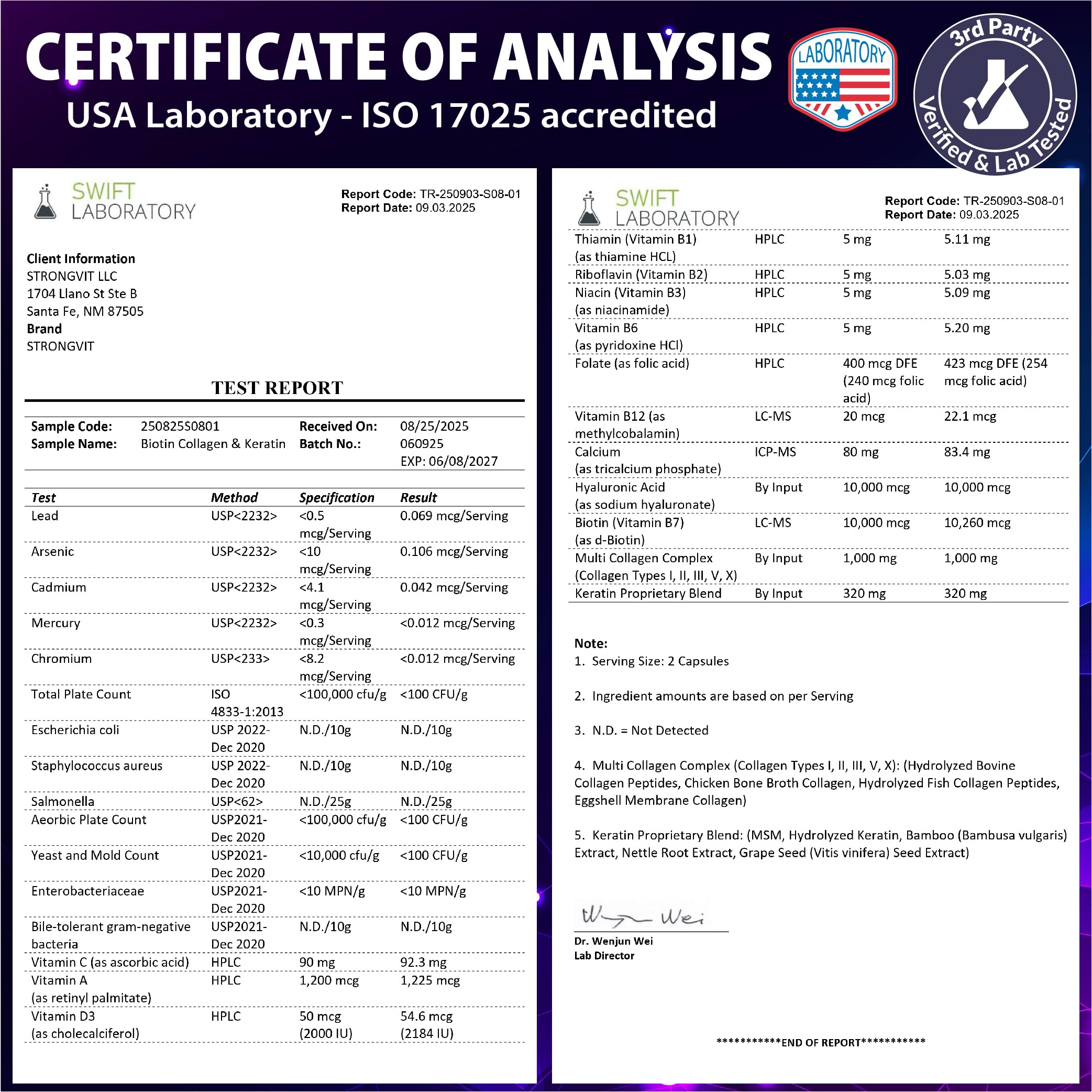 StrongVit lab-tested in the USA for purity and potency.