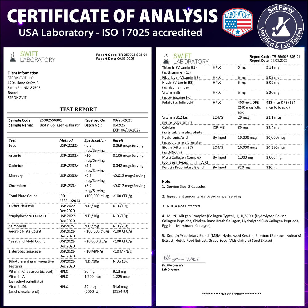 StrongVit lab-tested in the USA for purity and potency.