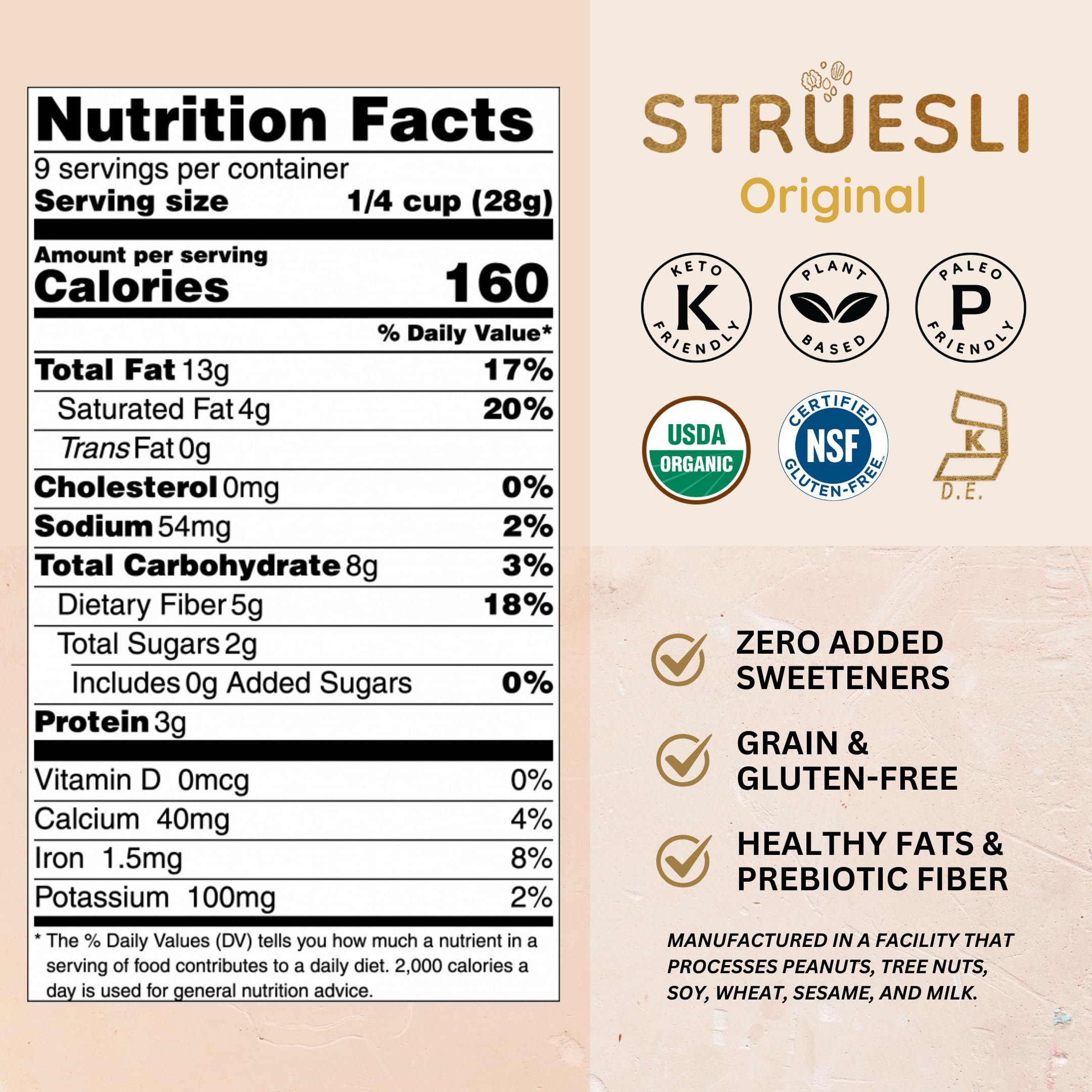 Close-up of Struesli Original Granola showing crisp texture and natural sweetness
