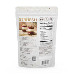 Struesli Original Granola with walnuts and coconut flakes on a breakfast bowl, plant-based crunch